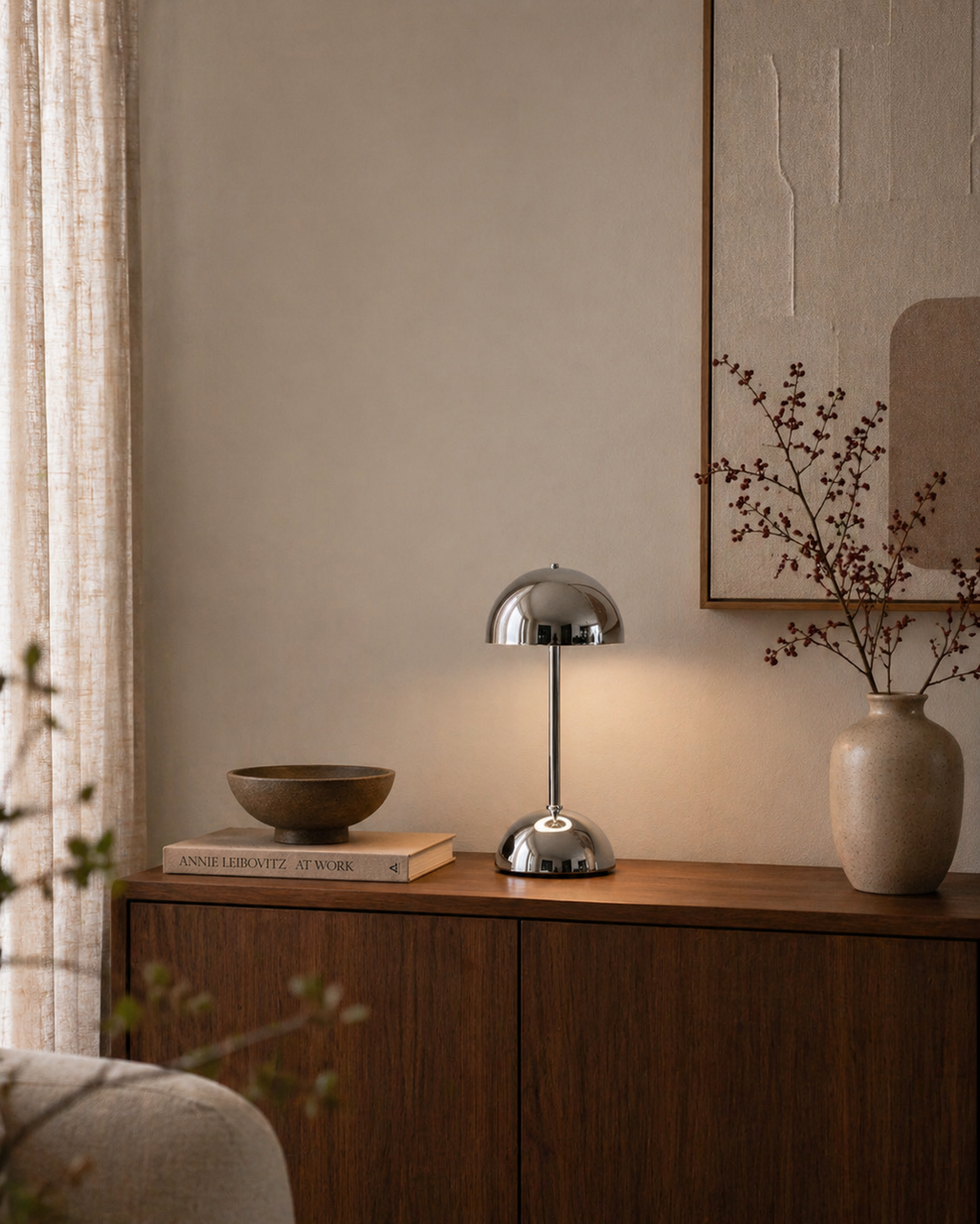 Pia | Rechargeable Chrome Lamp